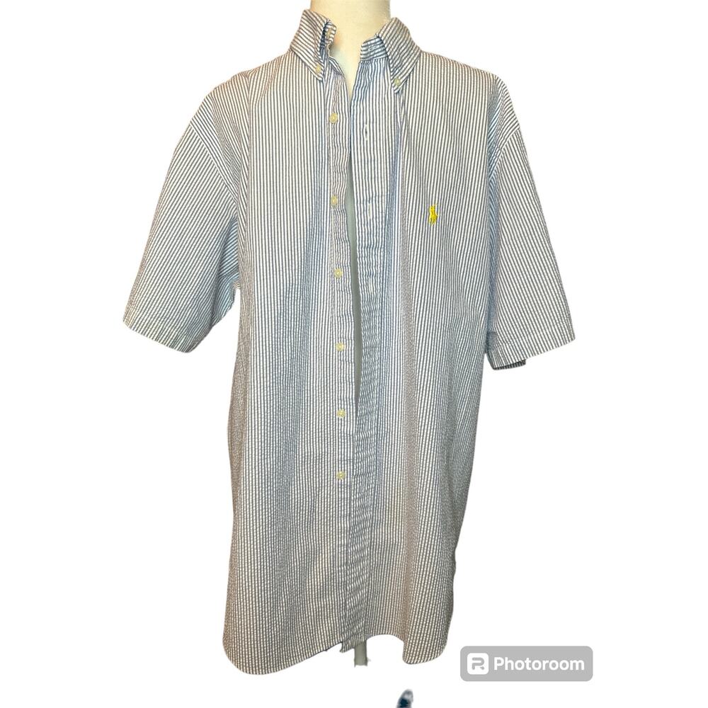 Ralph Lauren Classic Fit short sleeve button up seersucker stripe